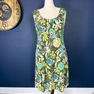 Axcess Liz Claiborne Green and Blue Floral Sleeveless Dress | Size XL